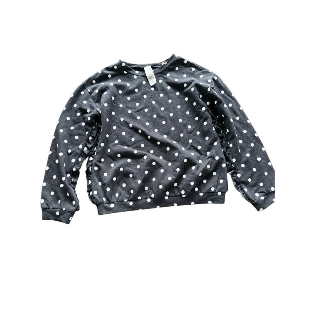 Harper Canyon girls sweatshirt polka dot ruffle pullover sz 7 NEW black white